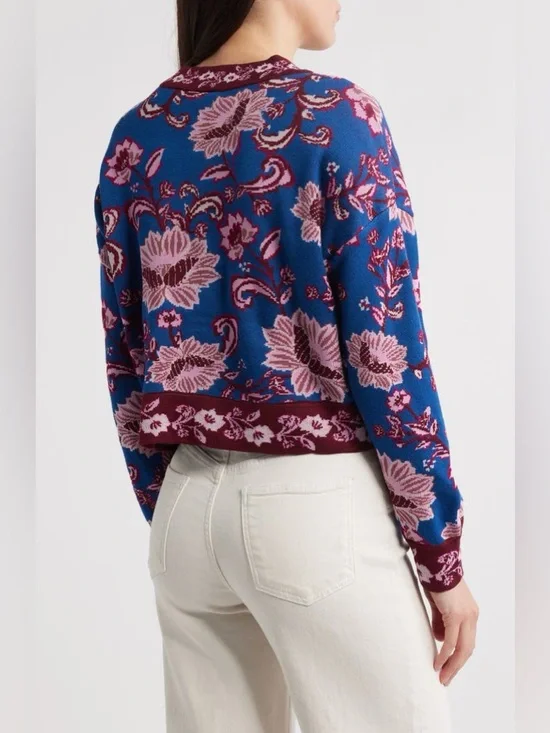 Farm Rio Flower Delicacy Jacquard Cardigan M - Picture 4 of 7